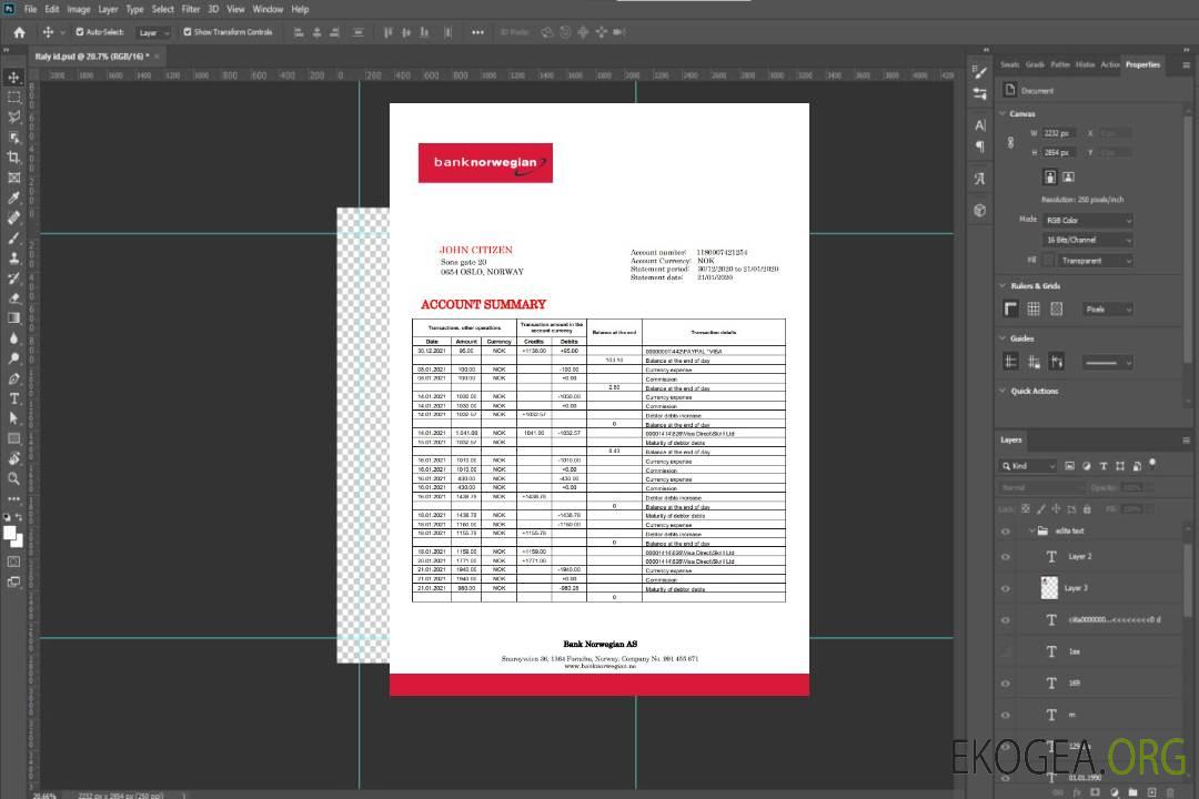 Banque norvégienne Norwegian AS template